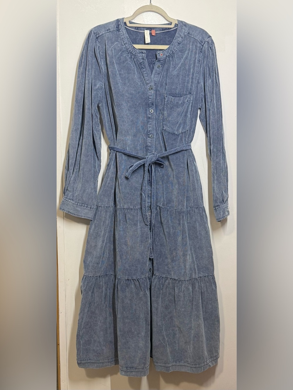 Anthropologie Pilcro Marta Tiered Corduroy Midi Dress - Picture 2 of 7